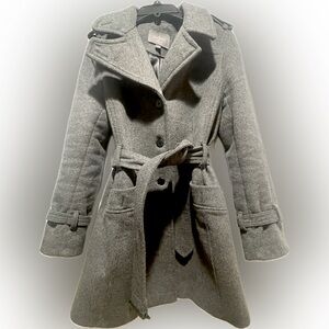 Cole Haan charcoal gray felted wool two-way belted coat 2